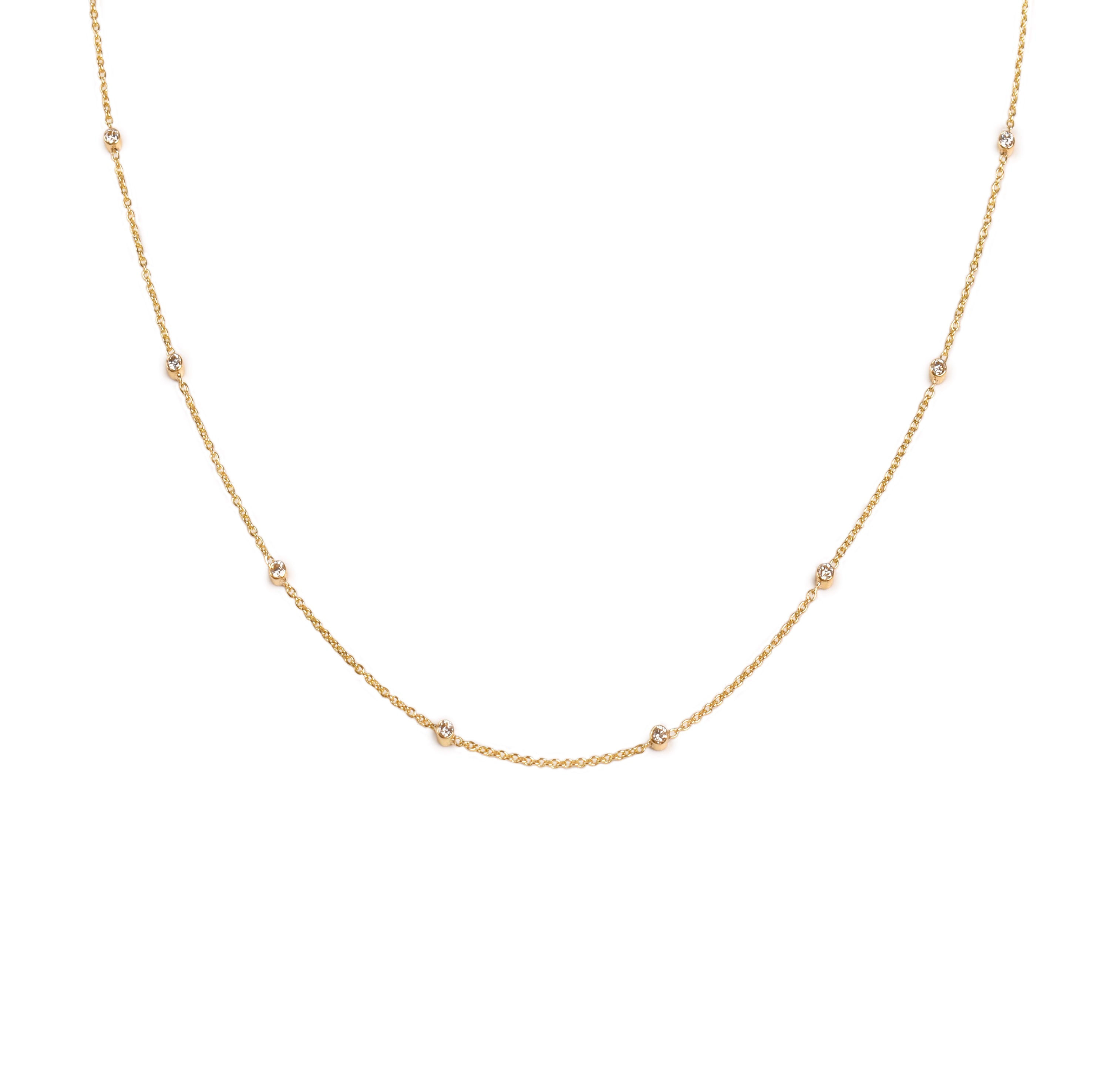 Bezel Diamond Station Necklace Tesoro Fine Jewelry