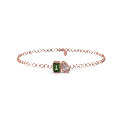 Emerald and Diamond Duo Link Bracelet