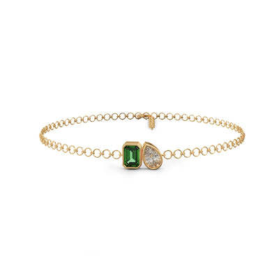 Emerald and Diamond Duo Link Bracelet