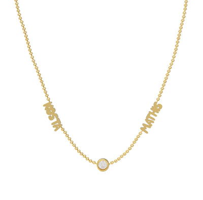 Gold Multi-Name Necklace with Diamond