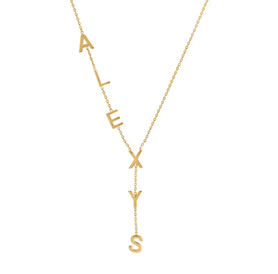 Gold Side Drop Name Necklace