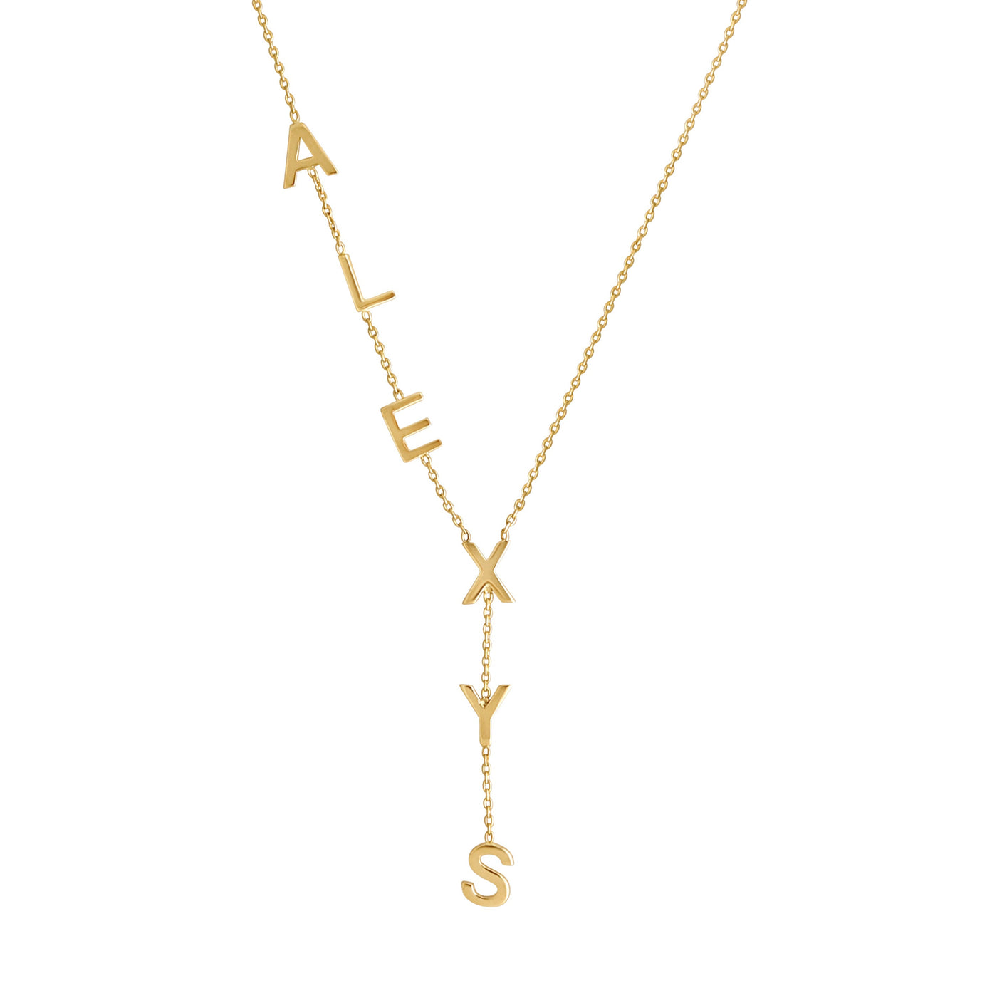 Gold Side Drop Name Necklace