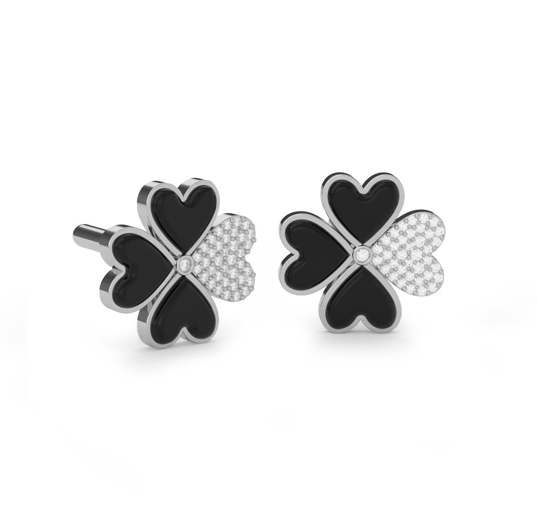 Onyx Lucky Heart Earrings