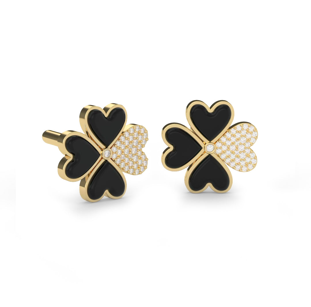 Onyx Lucky Heart Earrings