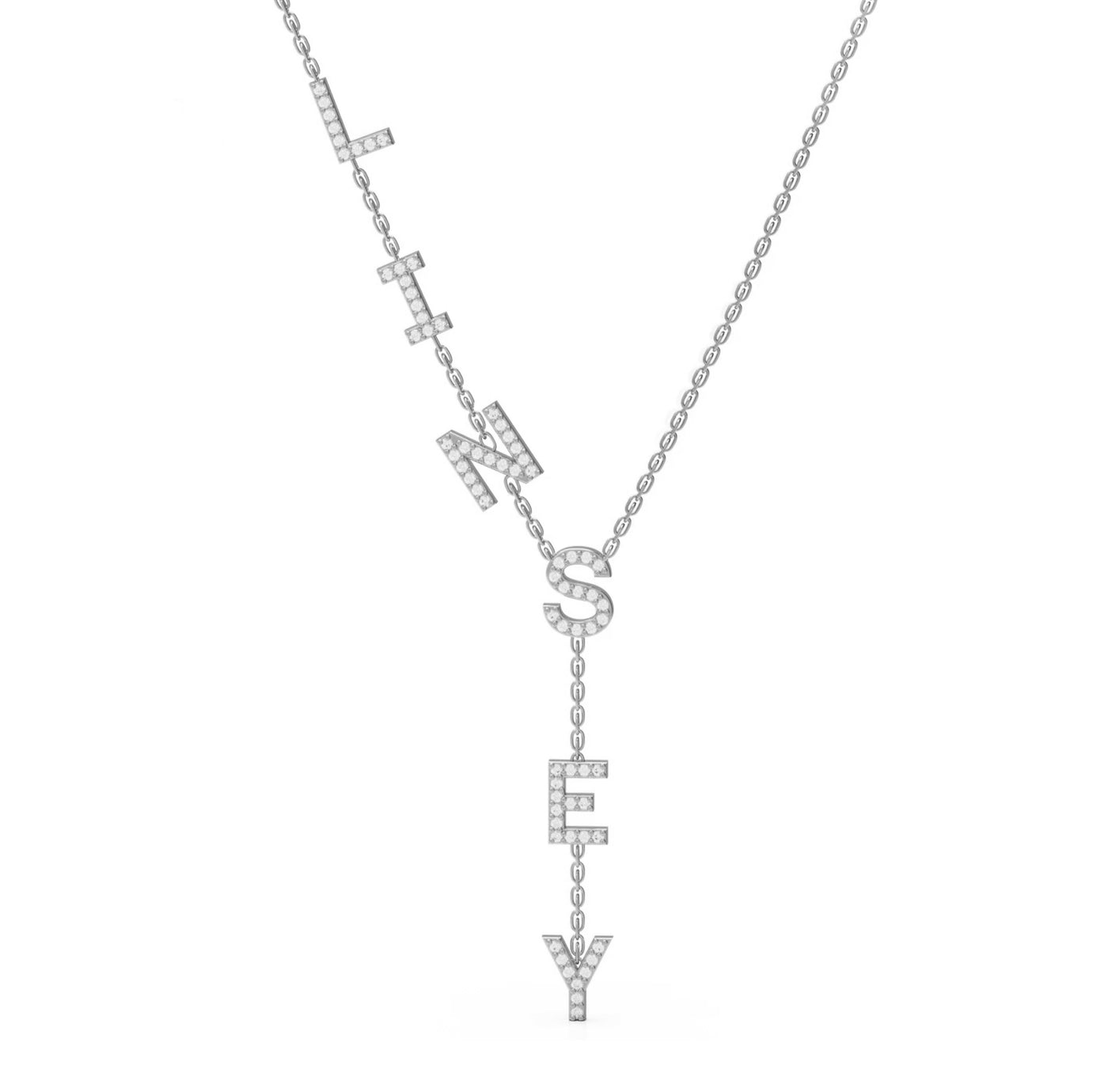 Diamond Side Drop Name Necklace