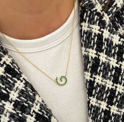 Medium Emerald SHER Spiral Necklace