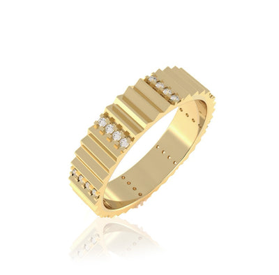 Gold and Pavé Diamond Fanned Ring