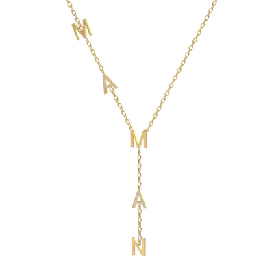 Gold & Diamond Side Drop Name Necklace