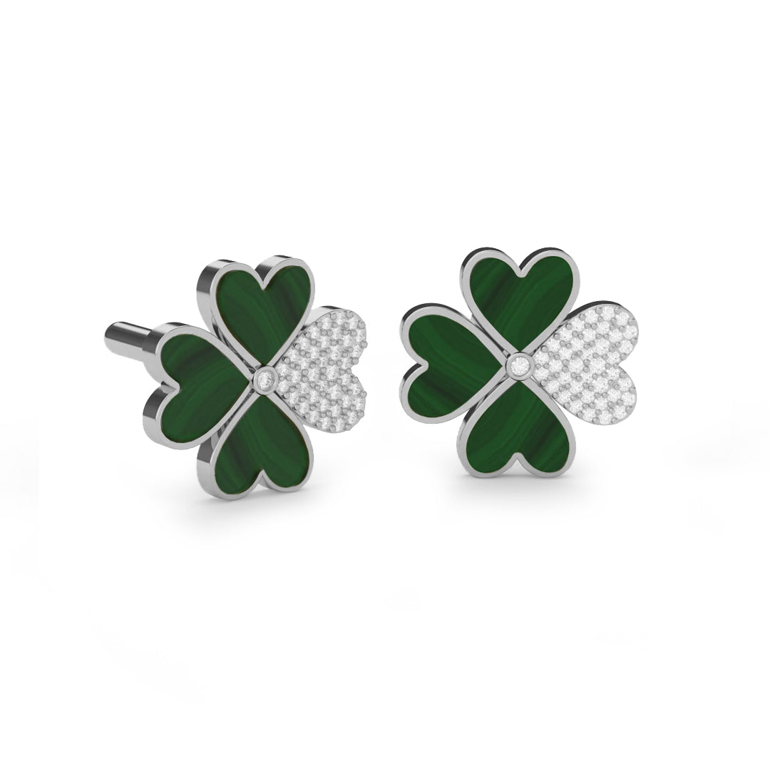 Malachite Lucky Heart Earrings