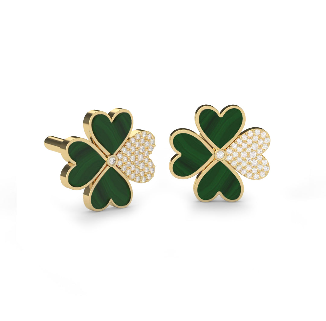 Malachite Lucky Heart Earrings