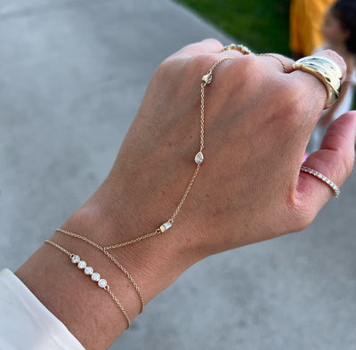 Pear-Shaped Diamond Hand Chain