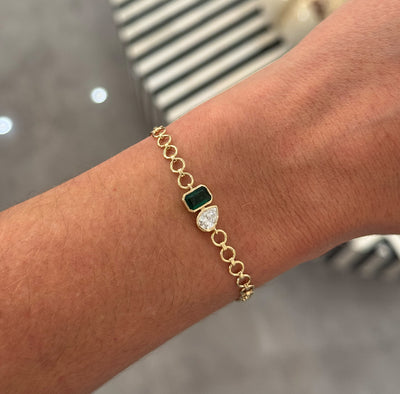 Emerald and Diamond Duo Link Bracelet