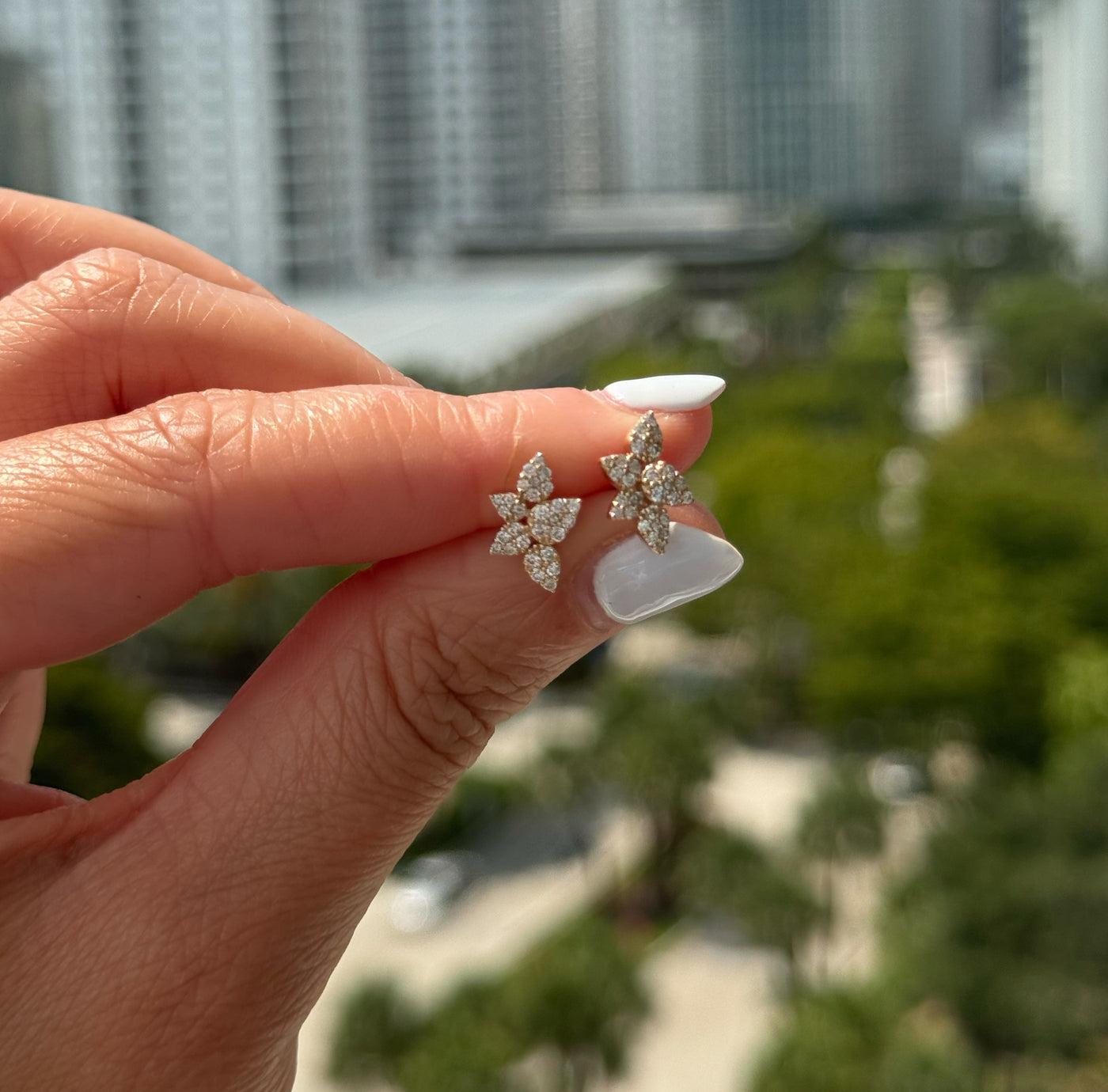 Fancy Flower Diamond Earrings