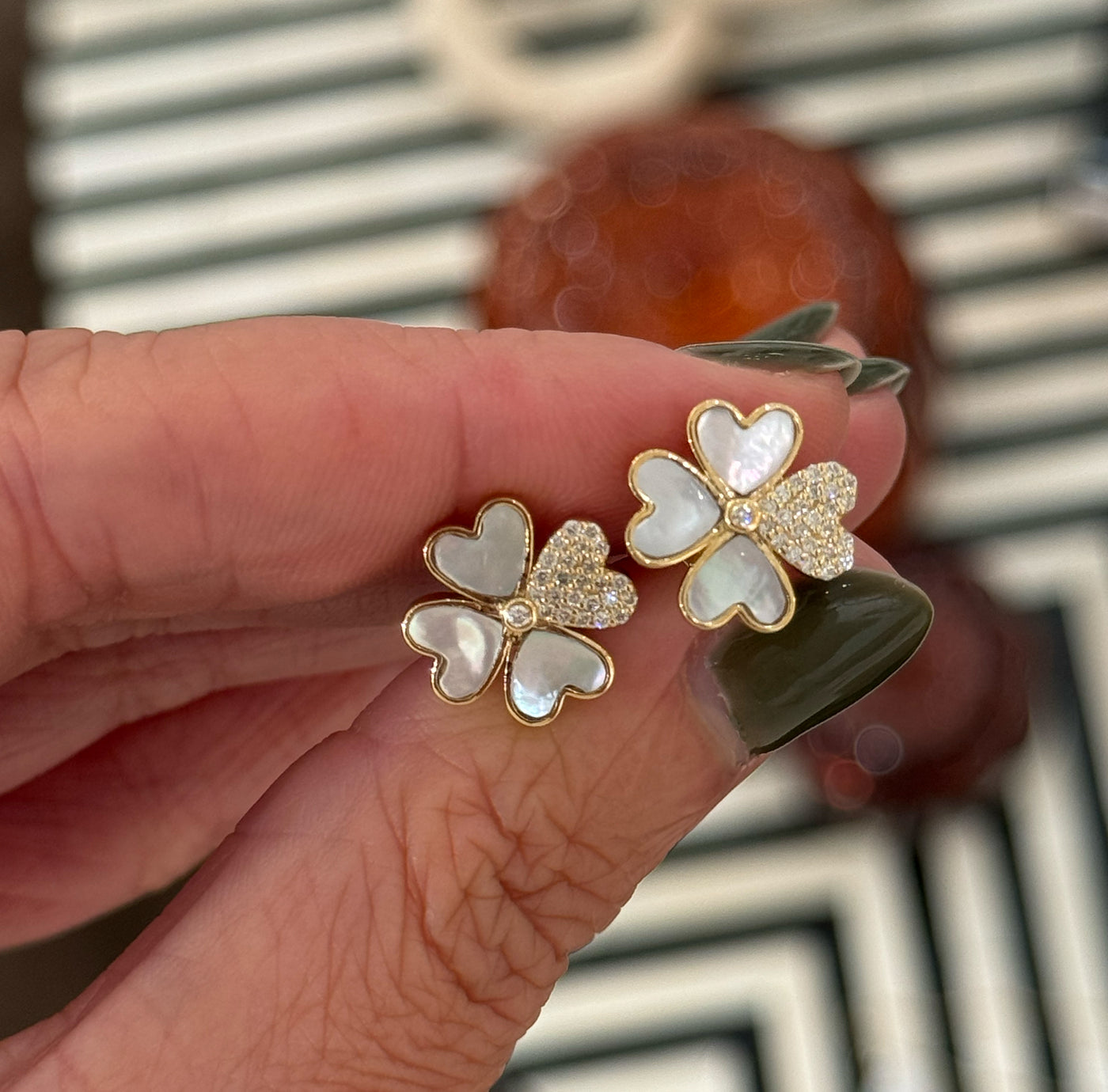 Mother of Pearl Lucky Heart Earrings