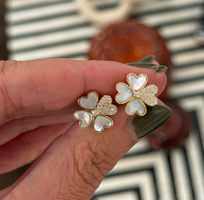 Mother of Pearl Lucky Heart Earrings