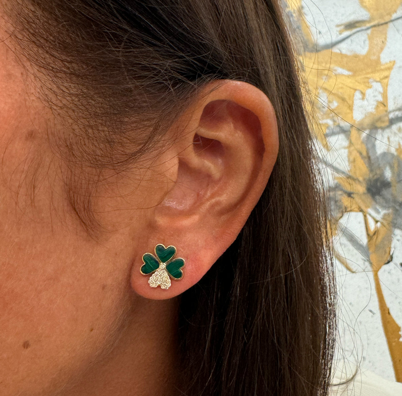 Malachite Lucky Heart Earrings