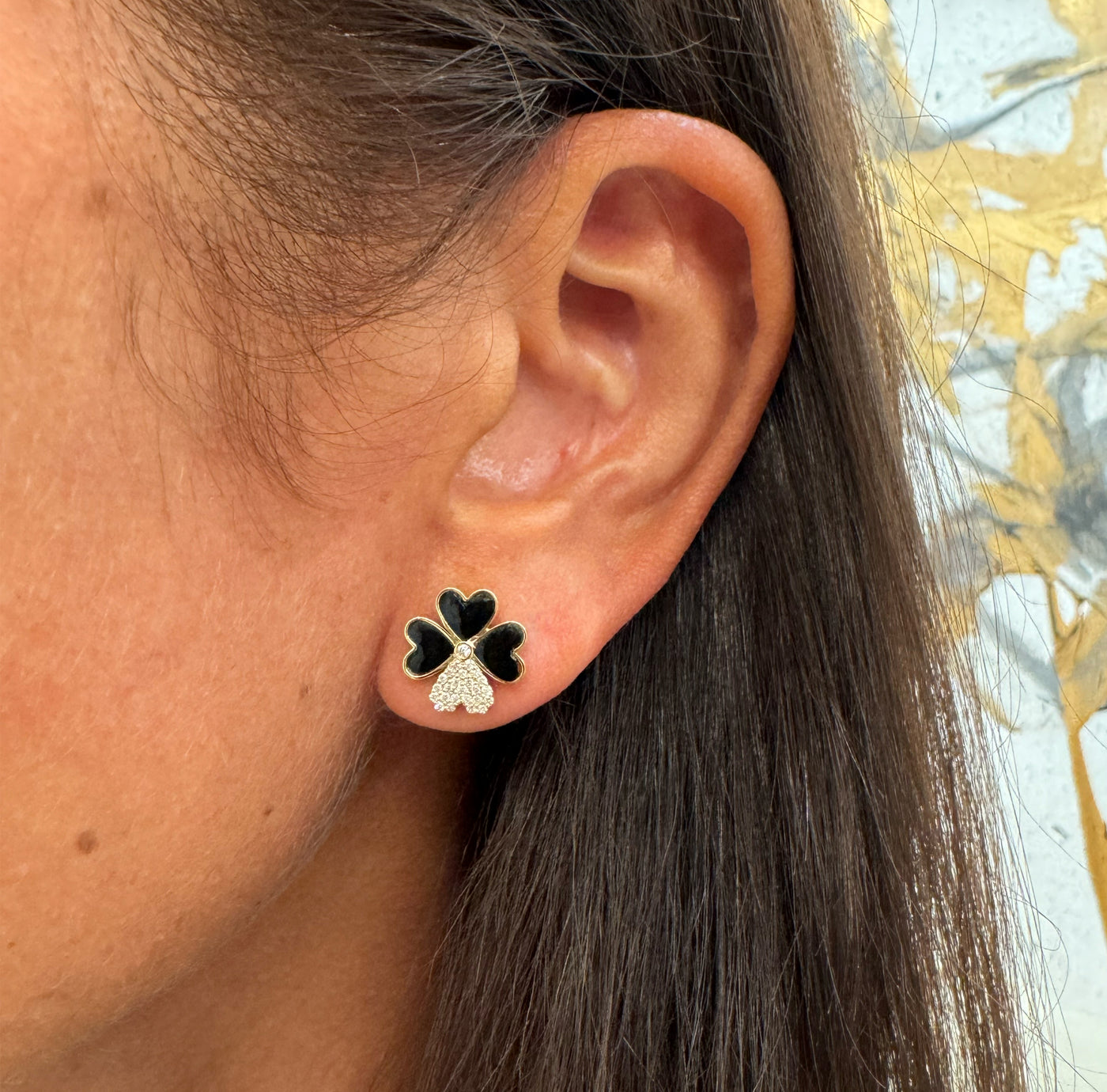 Onyx Lucky Heart Earrings