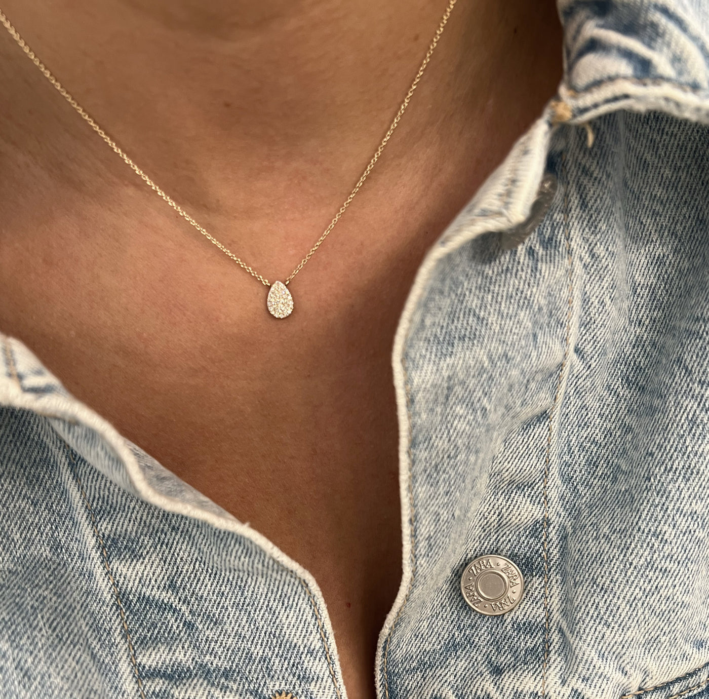 Pear Pavé Diamond Necklace