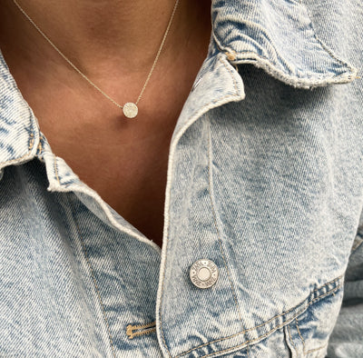 Round Pavé Diamond Necklace