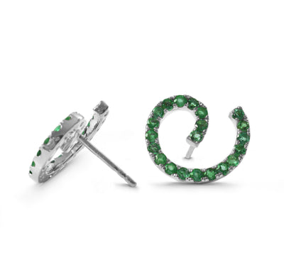 Medium Emerald SHER Spiral Earrings