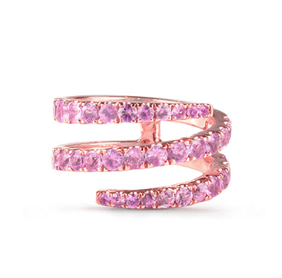 SHER Pink Saphire Spiral Ring