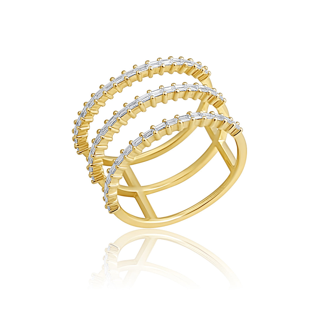 Three Row Baguette Ring