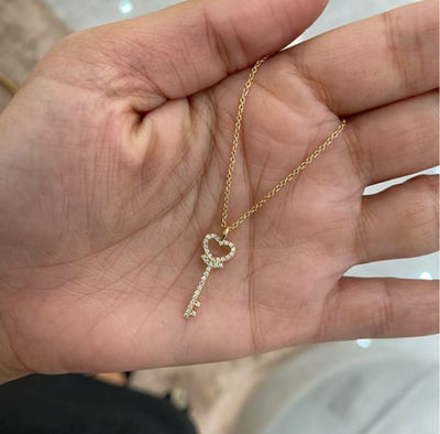 Diamond Heart Key Necklace