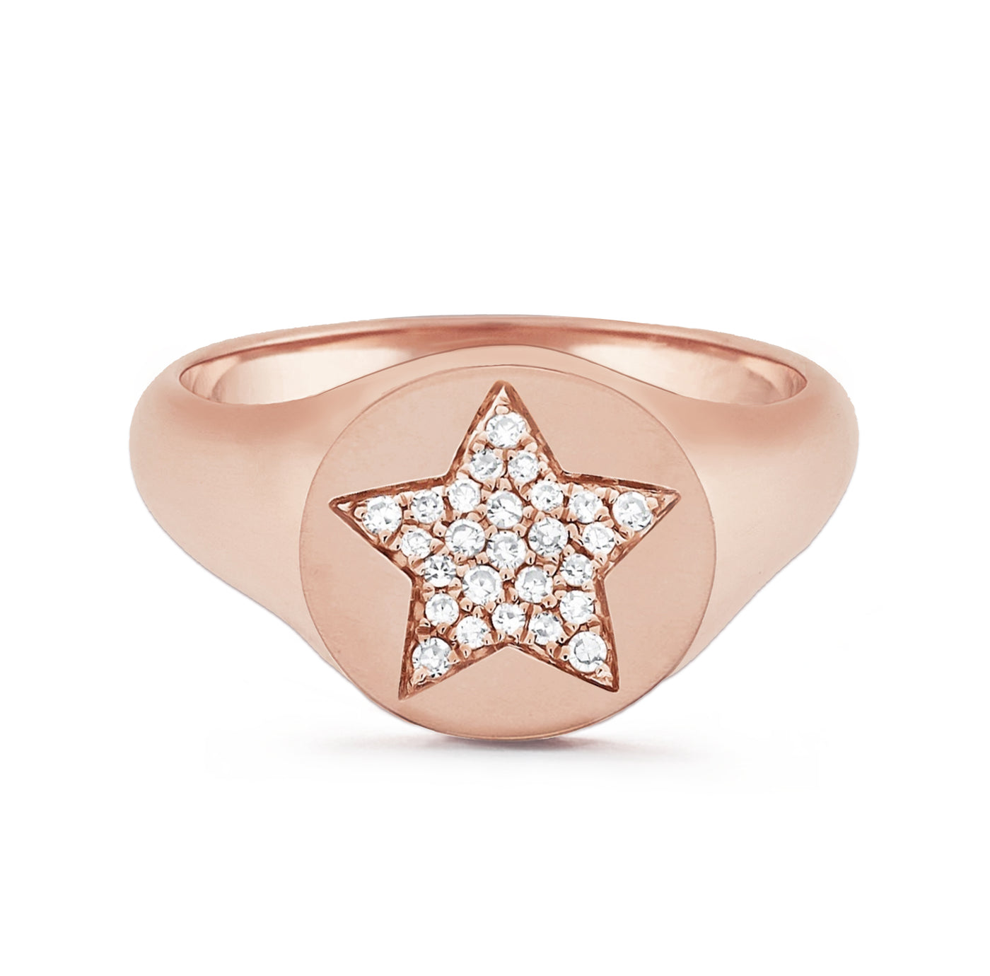 Pavé Diamond Star Signet Ring