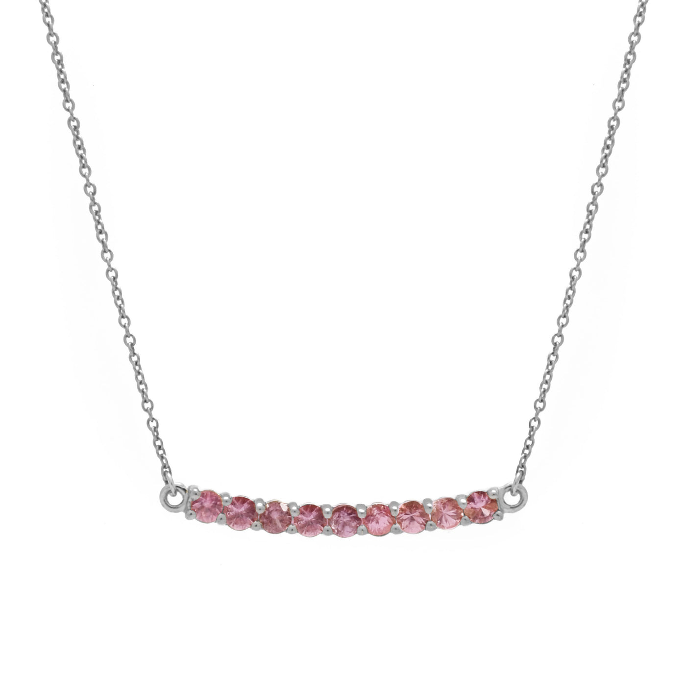 Nine Pink Sapphire Bar Necklace