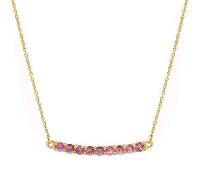 Nine Pink Sapphire Bar Necklace