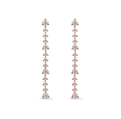 Three-Prong Dangling Diamond Earrings