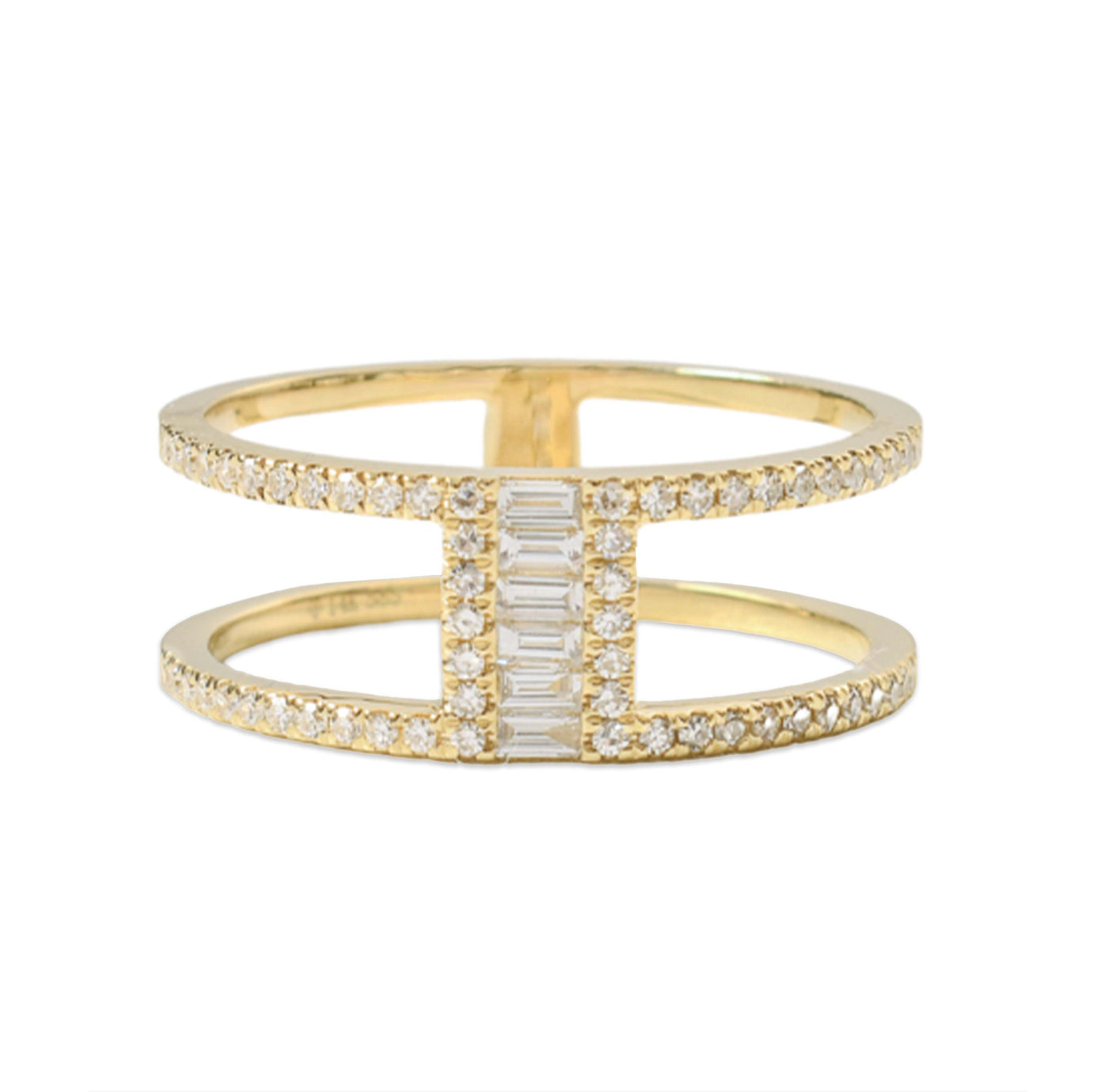 Double Band with Baguette Center Ring