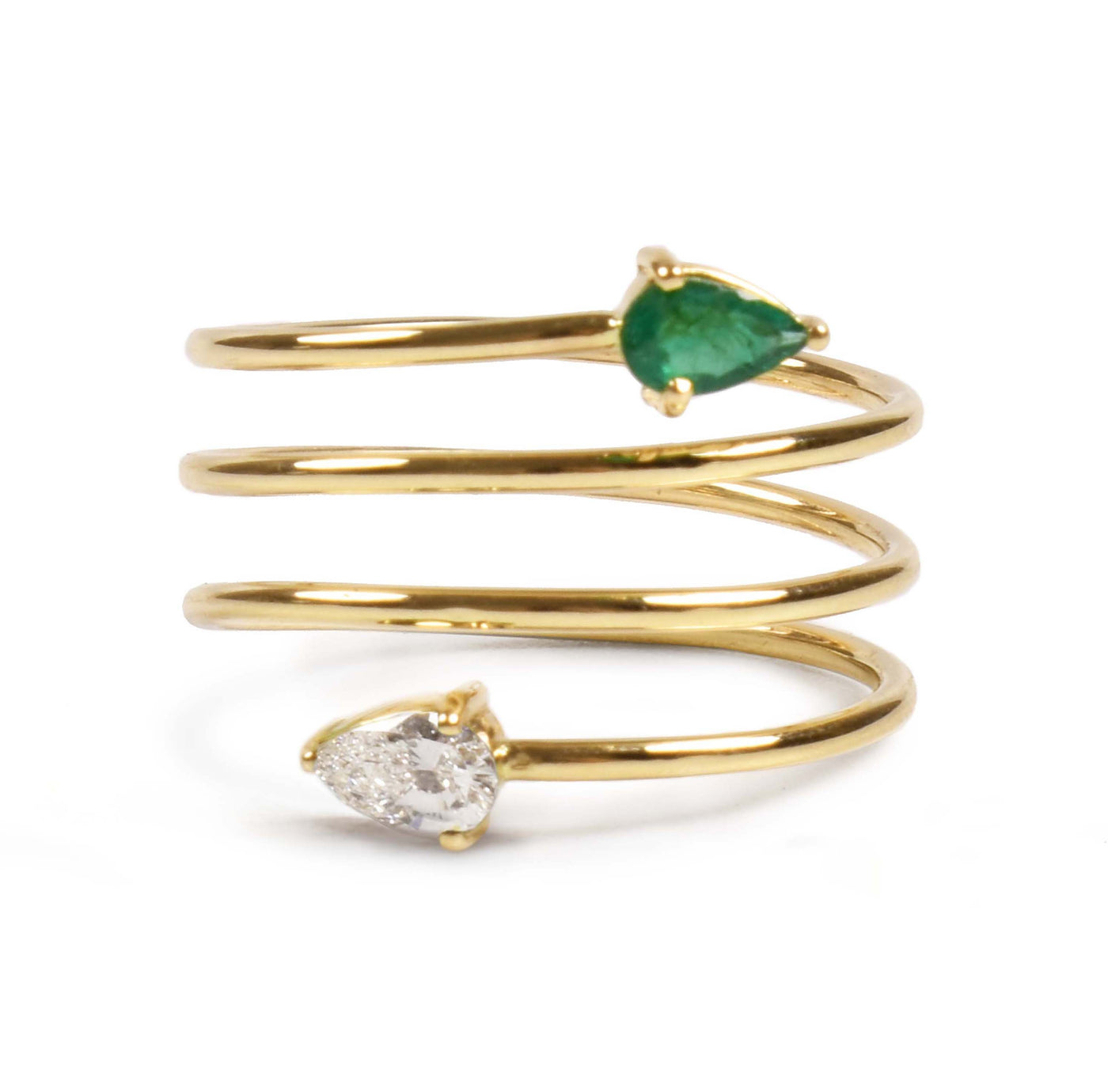 Emerald & Diamond Peary Ring