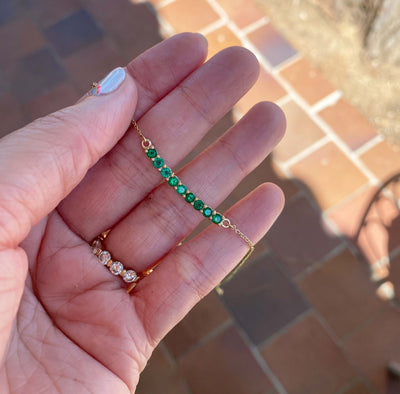 Nine Emerald Bar Necklace