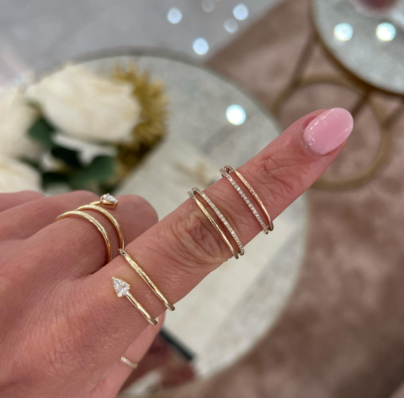 Two Row Gold & Pavé Ring